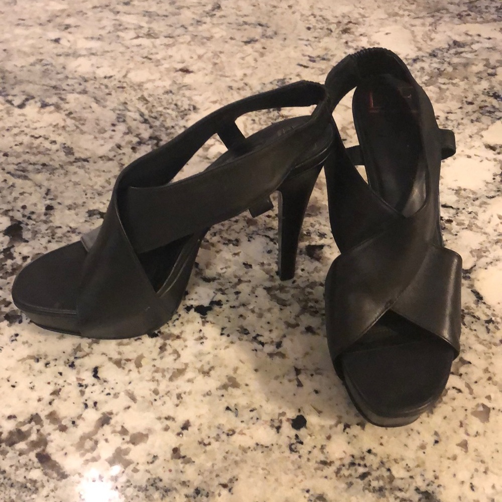 Diane von Furstenberg black leather stiletto